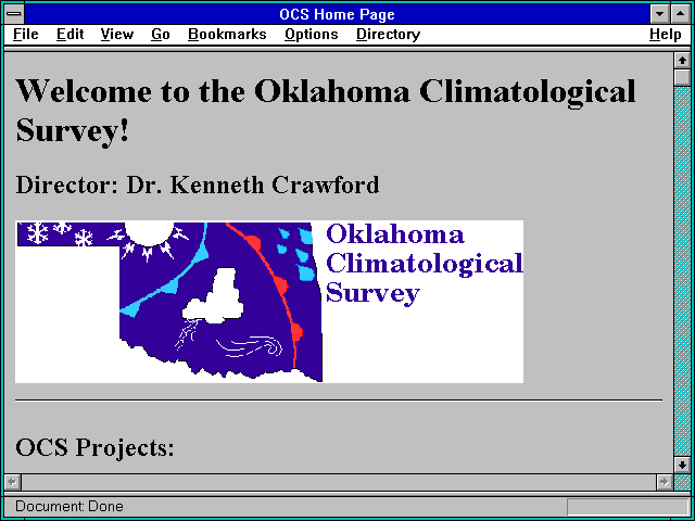 Screenshot of OCS Home Page
