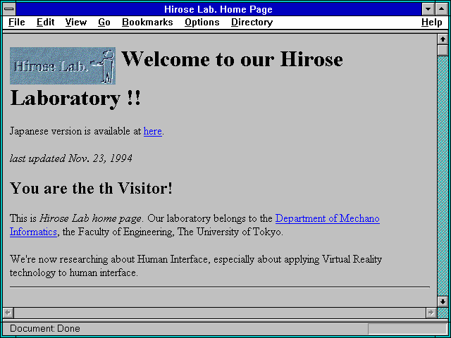 Screenshot of Hirose Lab. Home Page