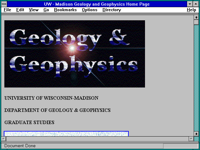 Screenshot of UW - Madison Geology and Geophysics Home Page