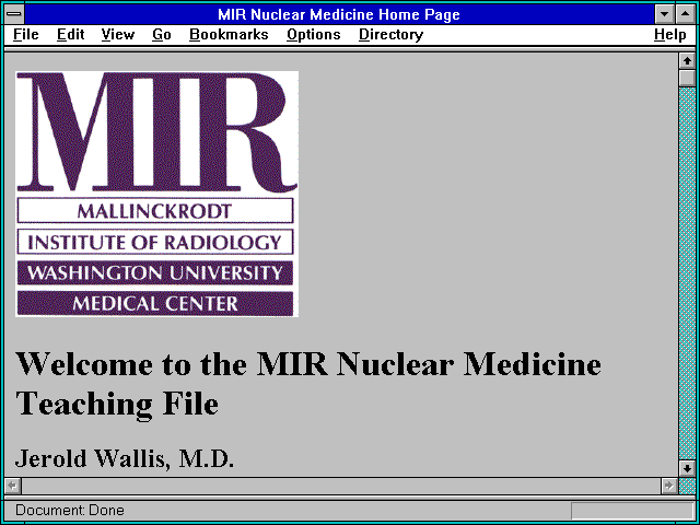 Screenshot of MIR Nuclear Medicine Home Page