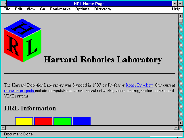 Screenshot of HRL Home Page