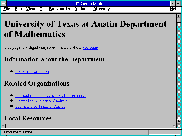 Screenshot of UT-Austin Math