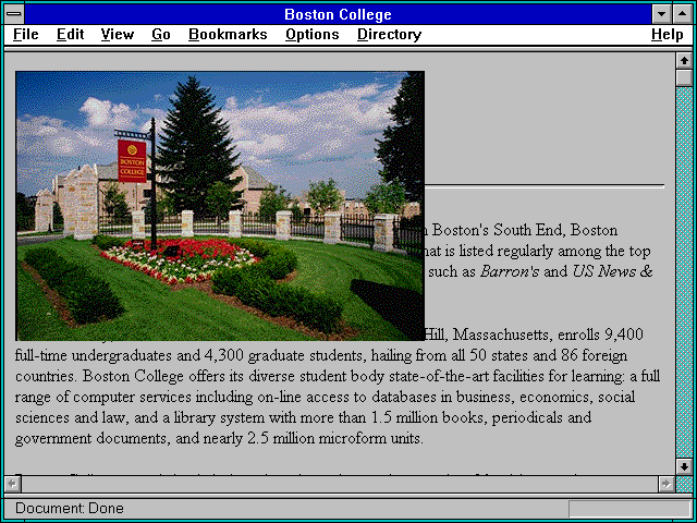 Screenshot of Boston College