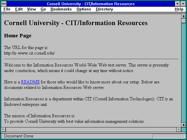 Screenshot of Cornell University - CIT/Information Resources