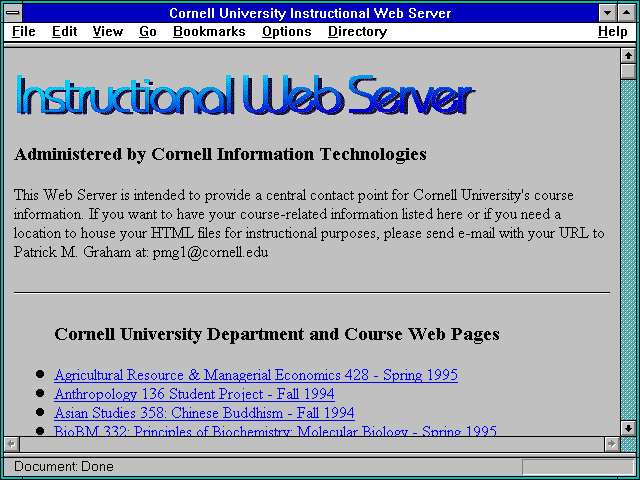 Screenshot of Cornell University Instructional Web Server