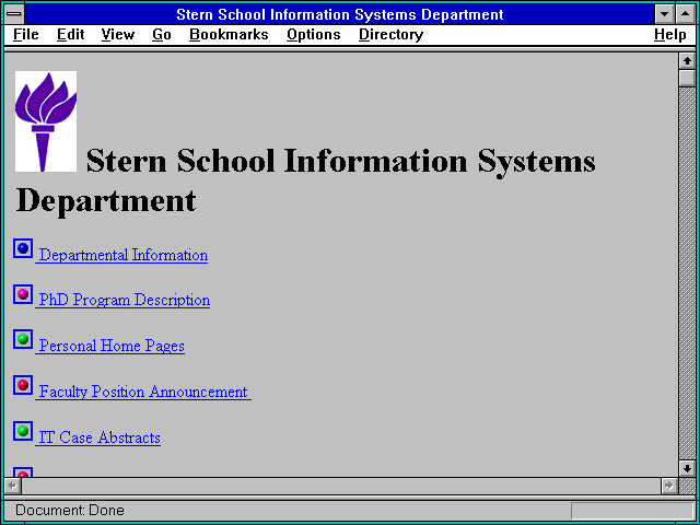 Screenshot of Stern School Information Systems Department