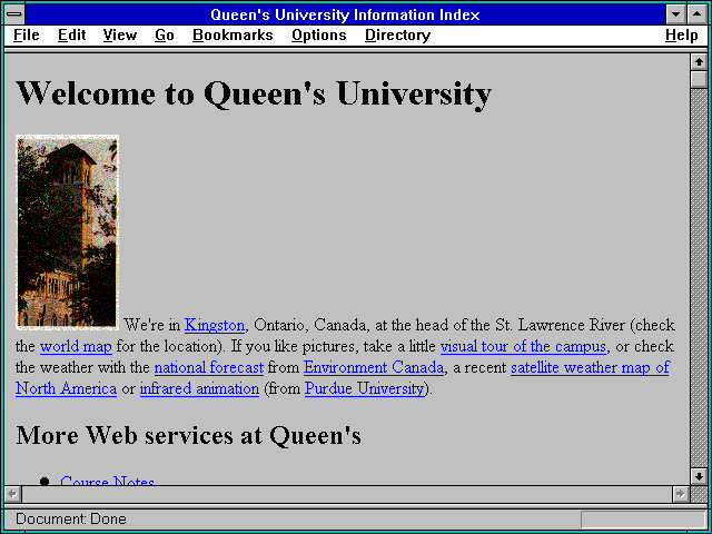 Screenshot of Queen's University Information Index