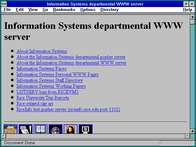 Screenshot of Information Systems departmental WWW server