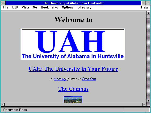 Screenshot of The University of Alabama in Huntsville