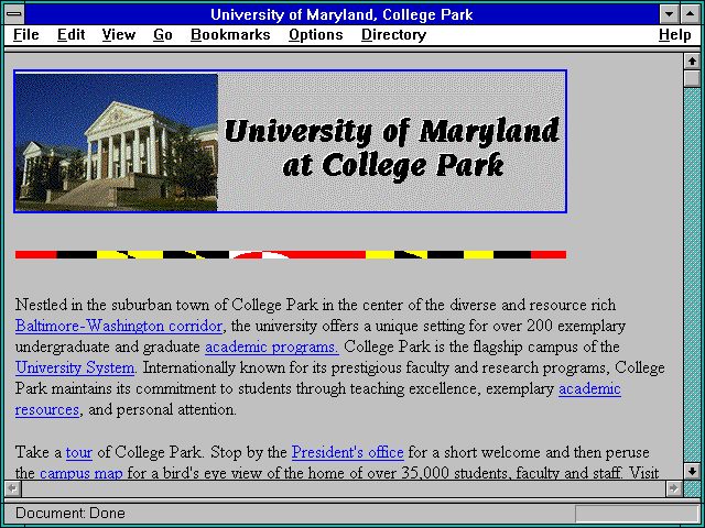 Screenshot of University of Maryland College Park
