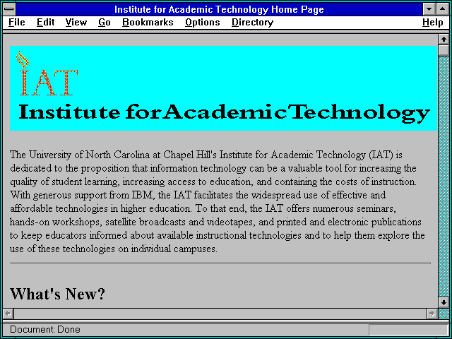 Screenshot of Institute for Academic Technology Home Page