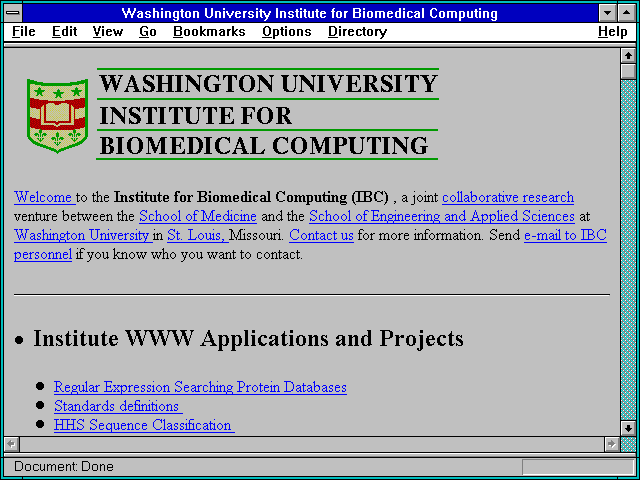 Screenshot of Washington University Institute for Biomedical Computing