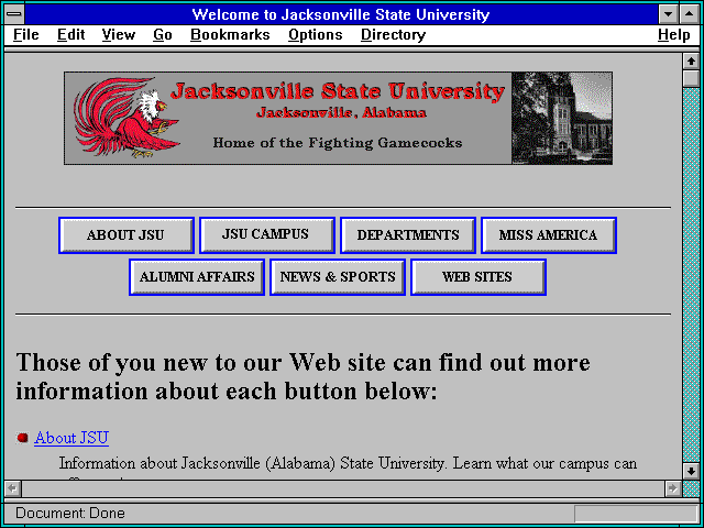 Screenshot of Welcome to Jacksonville State University