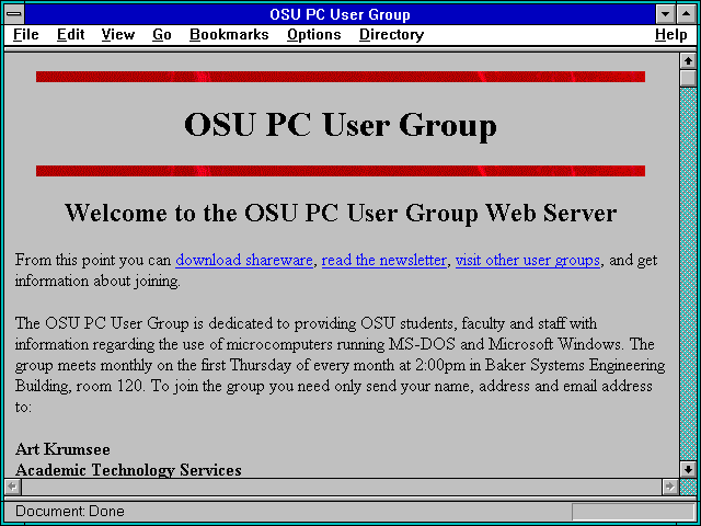 Screenshot of OSU PC User Group