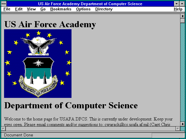 Screenshot of US Air Force Academy Department of Computer Science