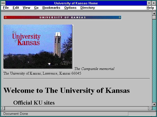 Screenshot of University of Kansas Home