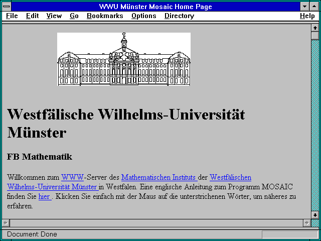 Screenshot of WWU Munster Mosaic Home Page