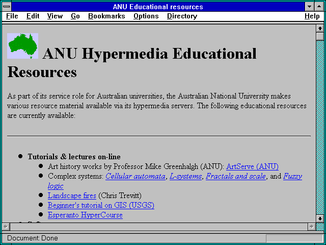 Screenshot of Australian National University