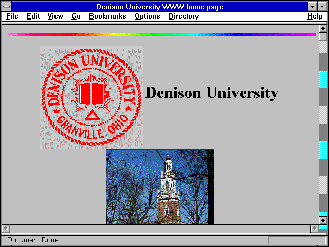 Screenshot of Denison University WWW home page
