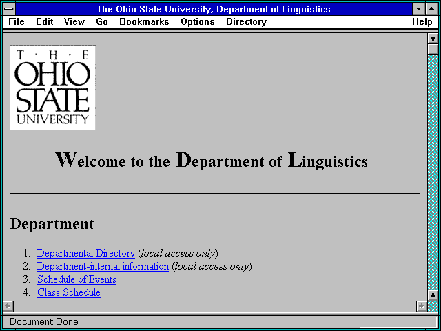 Screenshot of The Ohio State University Department of Linguistics