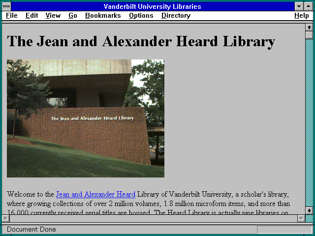 Screenshot of Vanderbilt University Libraries