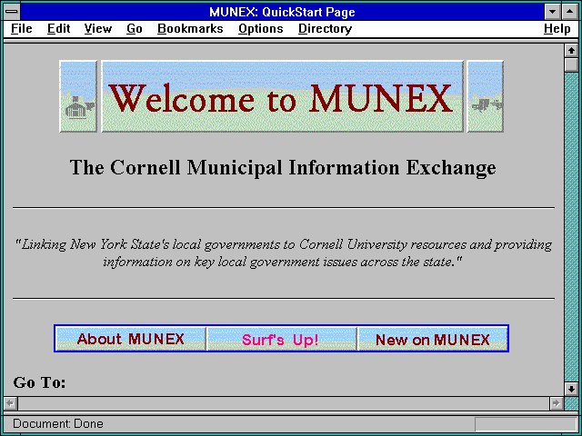 Screenshot of MUNEX: QuickStart Page