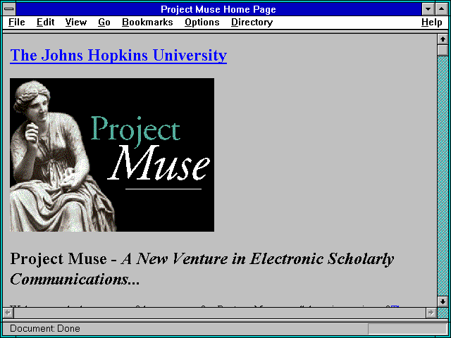 Screenshot of Project Muse Home Page