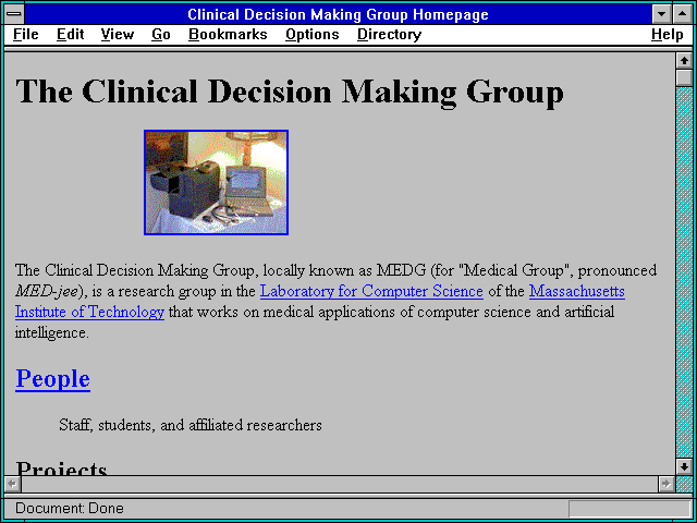 Screenshot of Clinical Decision Making Group Homepage