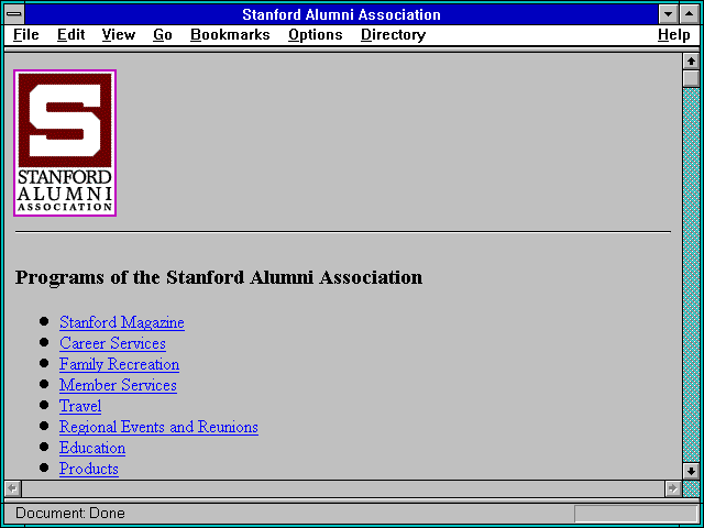 Screenshot of Stanford Alumni Association