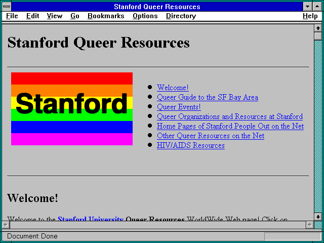Screenshot of Stanford Queer Resources