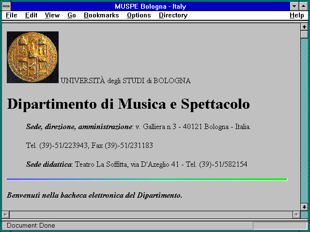 Screenshot of MUSPE - Dip. di Musica e Spettacolo (DAMS) - Universita' di Bologna