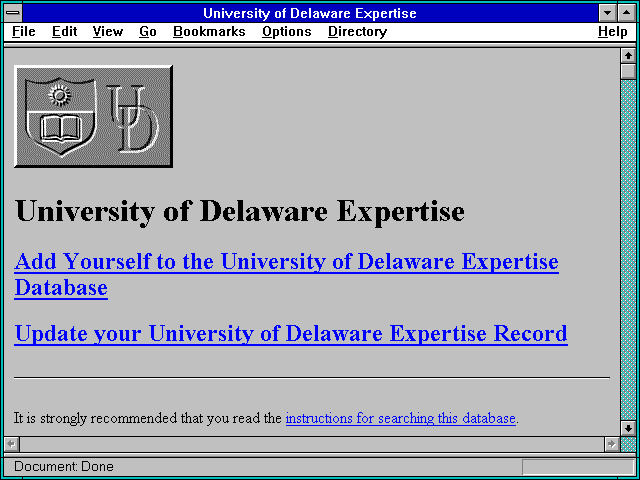 Screenshot of University of Delaware Expertise