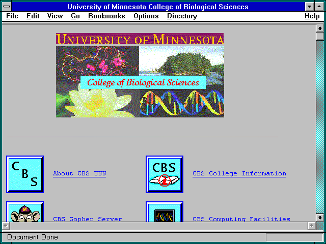Screenshot of University of Minnesota College of Biological Sciences