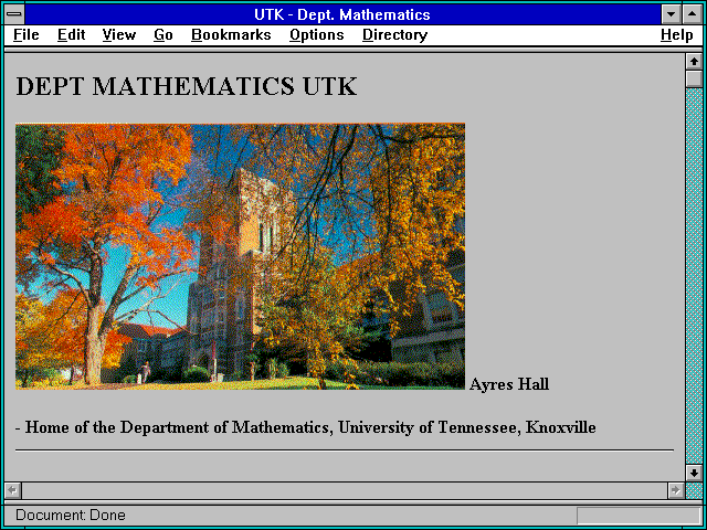 Screenshot of DEPT MATHEMATICS UTK