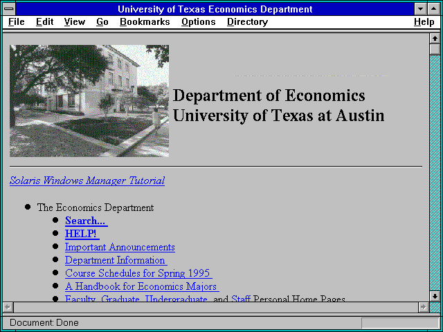 Screenshot of University of Texas Economics Department