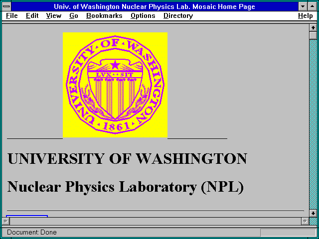 Screenshot of Univ. of Washington Nuclear Physics Lab. Mosaic Home Page