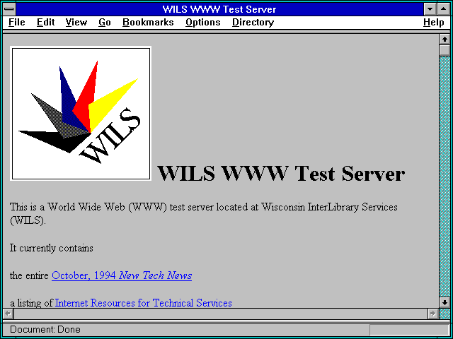 Screenshot of WILS WWW Test Server