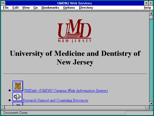 Screenshot of University of Medicine and Dentistry of New Jersey
