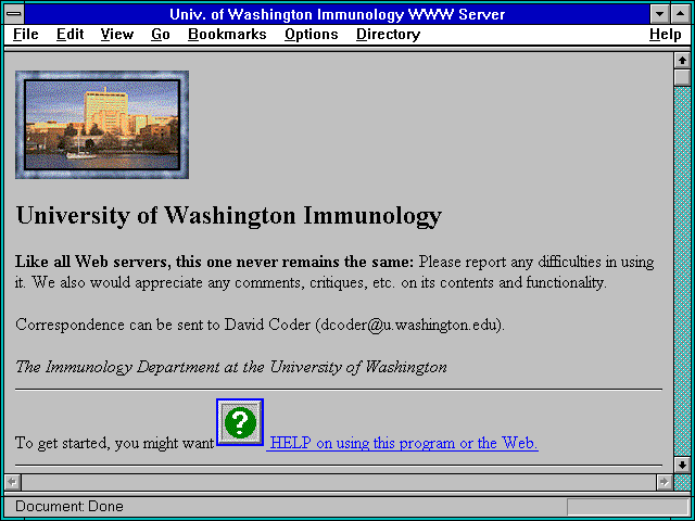Screenshot of Univ. of Washington Immunology WWW Server