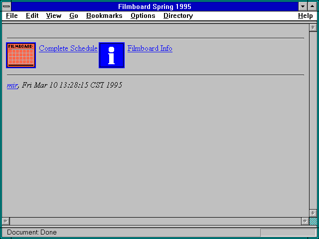 Screenshot of Filmboard Spring 1995