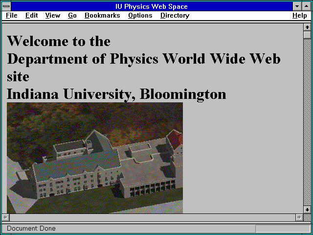 Screenshot of IU Physics Web Space