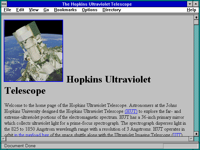 Screenshot of The Hopkins Ultraviolet Telescope