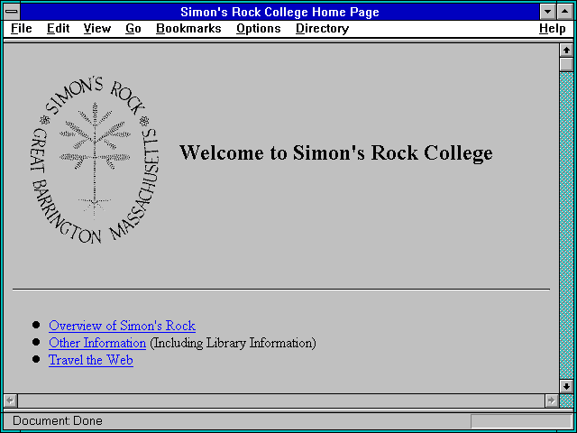 Screenshot of Simon's Rock College Home Page