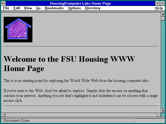Screenshot of Housing/Computer Labs Home Page