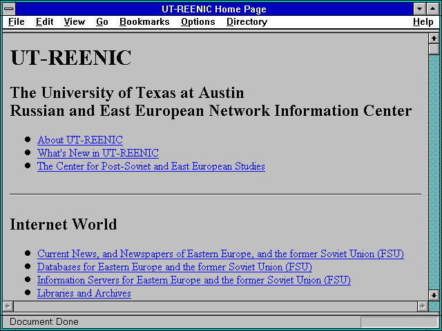 Screenshot of UT-REENIC Home Page