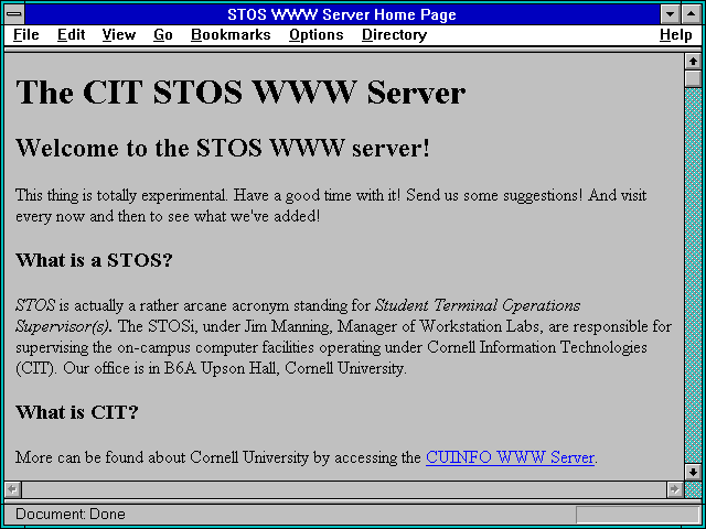 Screenshot of STOS WWW Server Home Page