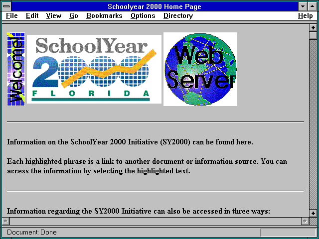 Screenshot of Schoolyear 2000 Home Page
