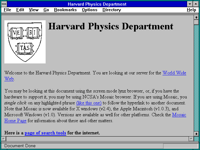 Screenshot of Harvard Physics Department