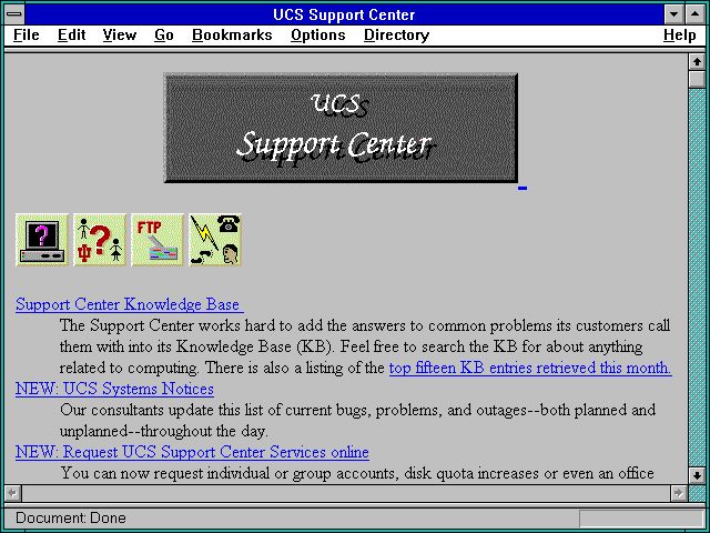 Screenshot of UCS Support Center