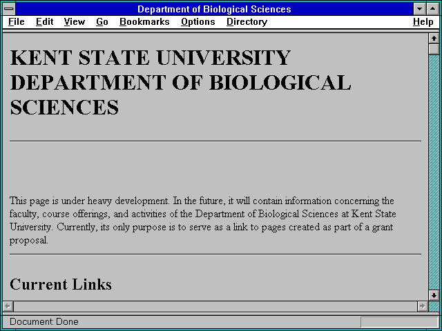 Screenshot of Department of Biological Sciences